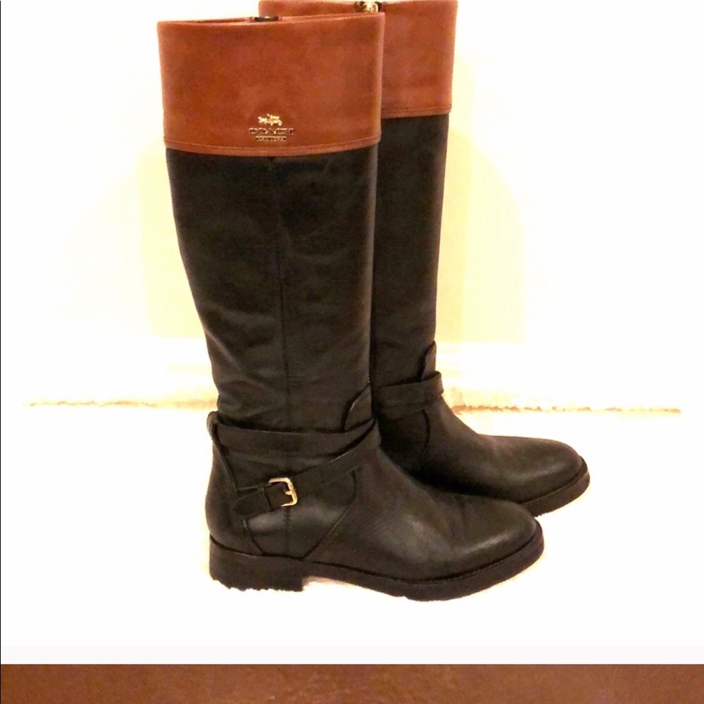 Coach two-tone black/brown riding boots size 7.